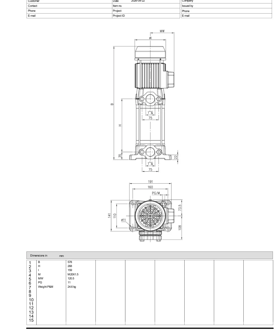 Bản vẽ kích thước Ebara CVM B/25
