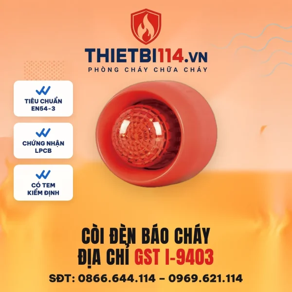 Còi báo cháy kết hợp cả chuông đèn chớp địa chỉ I-9403 – ảnh chính hãng GST