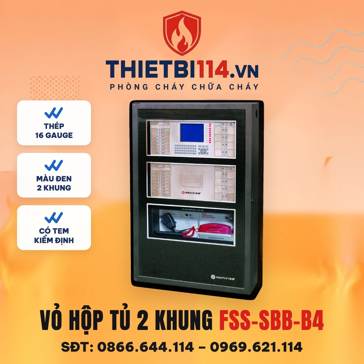 Vỏ hộp tủ 2 khung FSS-SBB-B4 - Notifier có kiểm định/lưu thông Vỏ hộp tủ 2 khung FSS-SBB-B4 – ảnh Notifier