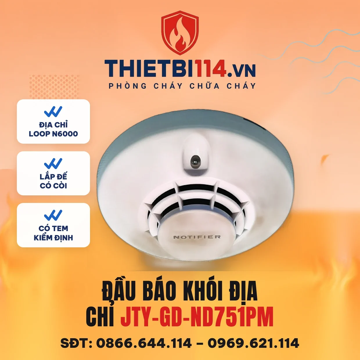 Đầu báo khói địa chỉ JTY-GD-ND751PM - Notifier có kiểm định/lưu thông Đầu báo khói địa chỉ JTY-GD-ND751PM – ảnh Notifier