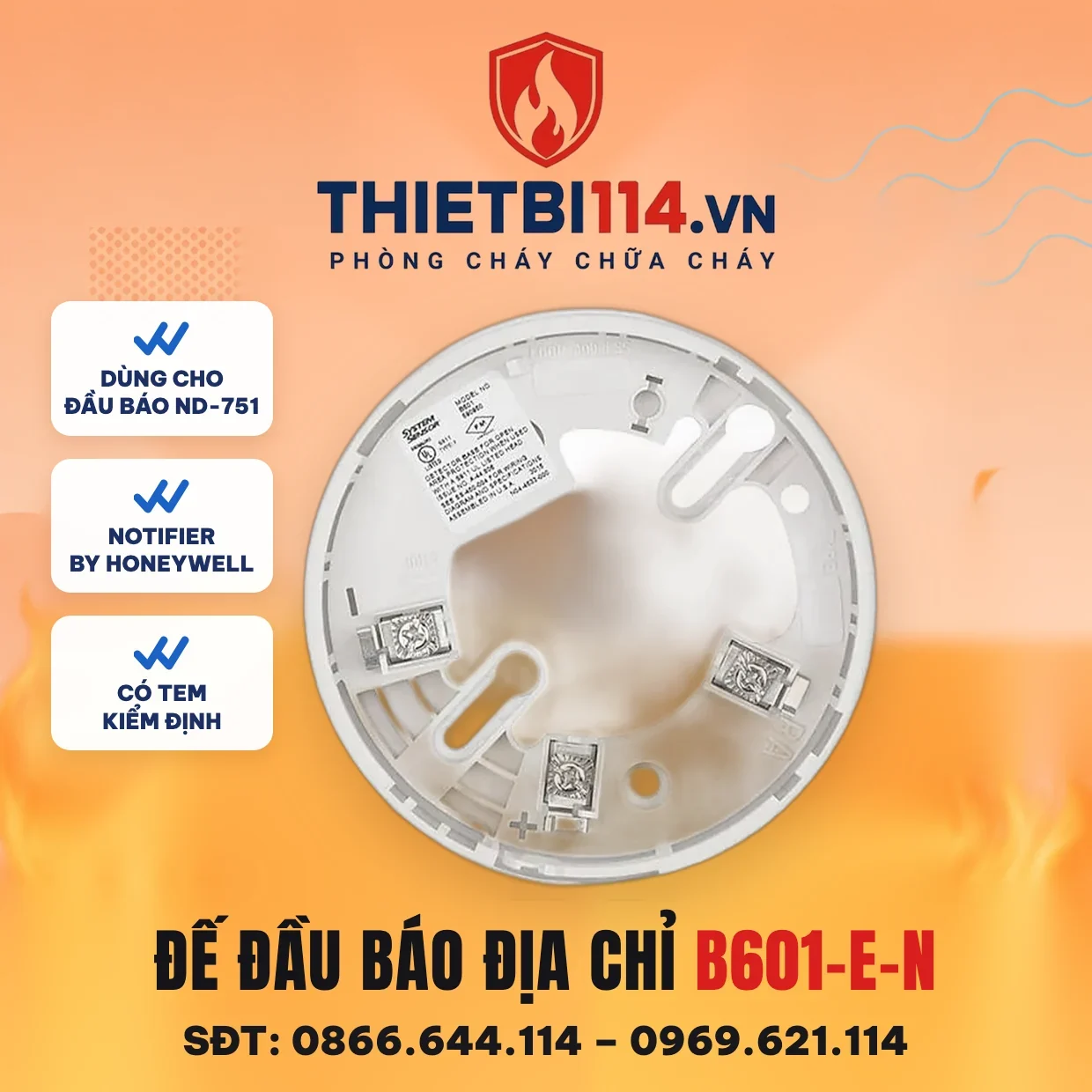 Đế đầu báo tích hợp còi B601-E-N - Notifier có kiểm định/lưu thông Đế đầu báo tích hợp còi B601-E-N – ảnh Notifier