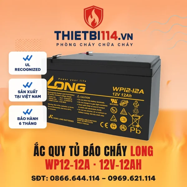 Ắc quy 12V-12Ah WP12-12A dùng cho tủ báo cháy – ảnh chính hãng