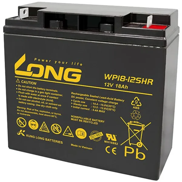 Ắc quy 12V-18Ah WP18-12SHR dùng cho tủ báo cháy – ảnh chính hãng