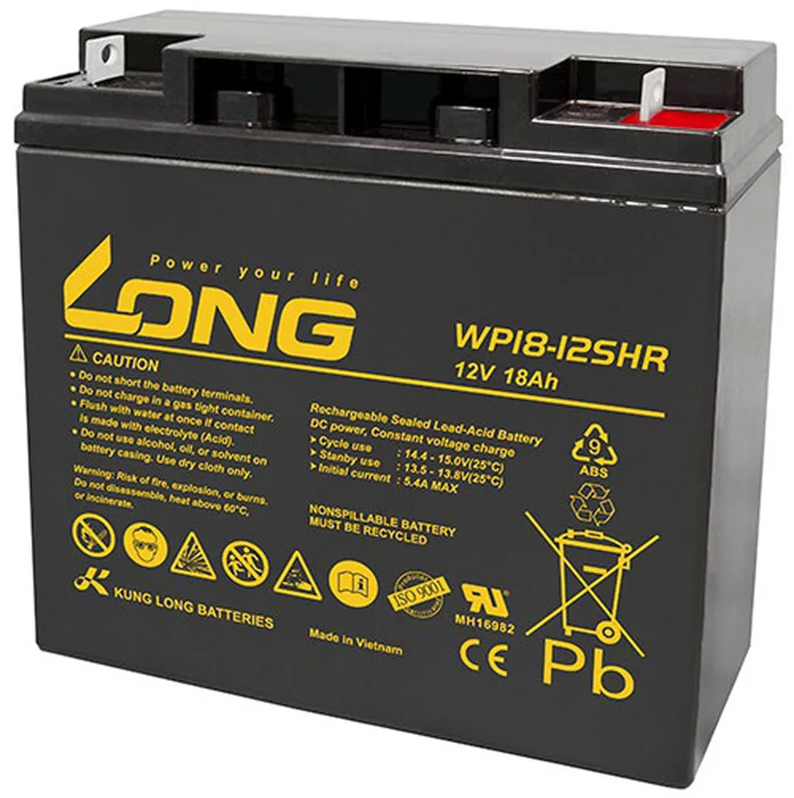 Ắc quy 12V-18Ah WP18-12SHR dùng cho tủ báo cháy - Long Ắc quy 12V-18Ah WP18-12SHR dùng cho tủ báo cháy – ảnh chính hãng