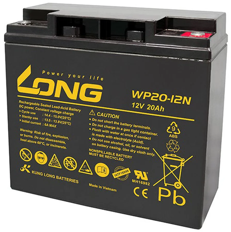 Ắc quy 12V-20Ah WP20-12N dùng cho tủ báo cháy - Long Ắc quy 12V-20Ah WP20-12N dùng cho tủ báo cháy – ảnh chính hãng