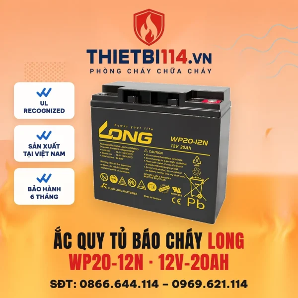 Ắc quy 12V-20Ah WP20-12N dùng cho tủ báo cháy – ảnh chính hãng