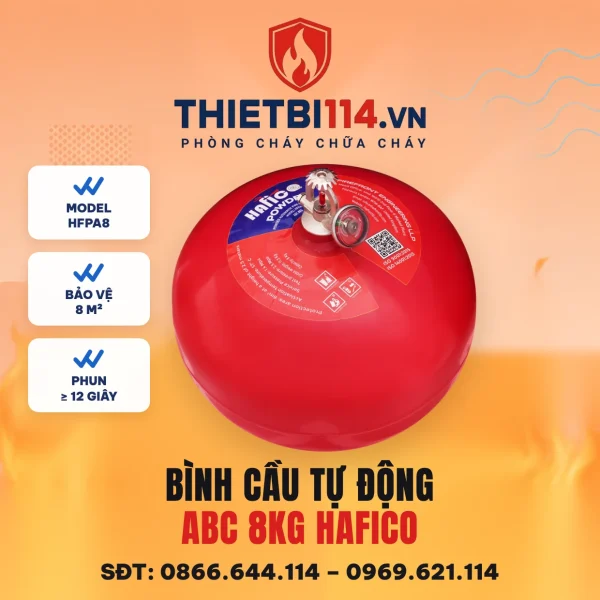 Bình cầu chữa cháy tự động ABC 8kg Hafico HFPA8