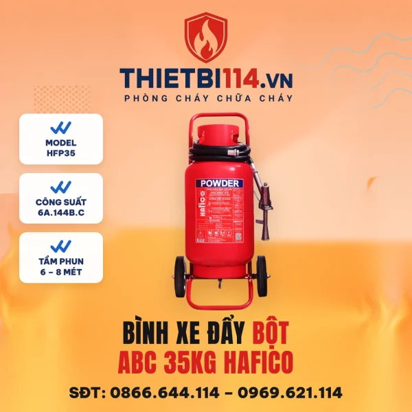 Bình chữa cháy xe đẩy bột ABC 35kg Hafico HFP35