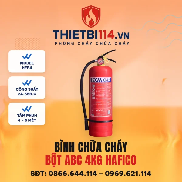 Bình chữa cháy bột ABC 4kg Hafico HFP4