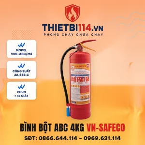 Bình chữa cháy bột ABC 4kg VN-SAFECO VNS-ABC/M4