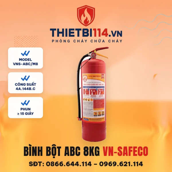 Bình chữa cháy bột ABC 8kg VN-SAFECO VNS-ABC/M8