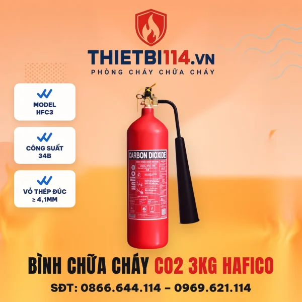 Bình chữa cháy khí CO2 3kg Hafico HFC3
