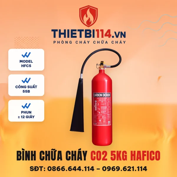 Bình chữa cháy khí CO2 5kg Hafico HFC5