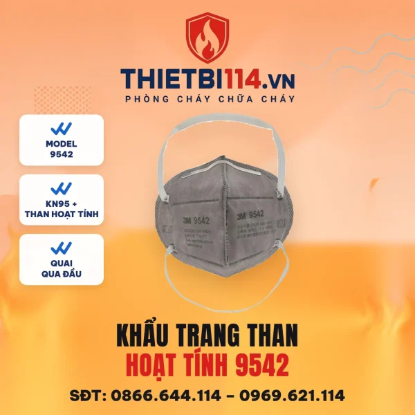 Khẩu trang than hoạt tính 3M 9542 đạt KN95