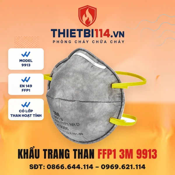 Khẩu trang than hoạt tính 3M 9913 đạt FFP1