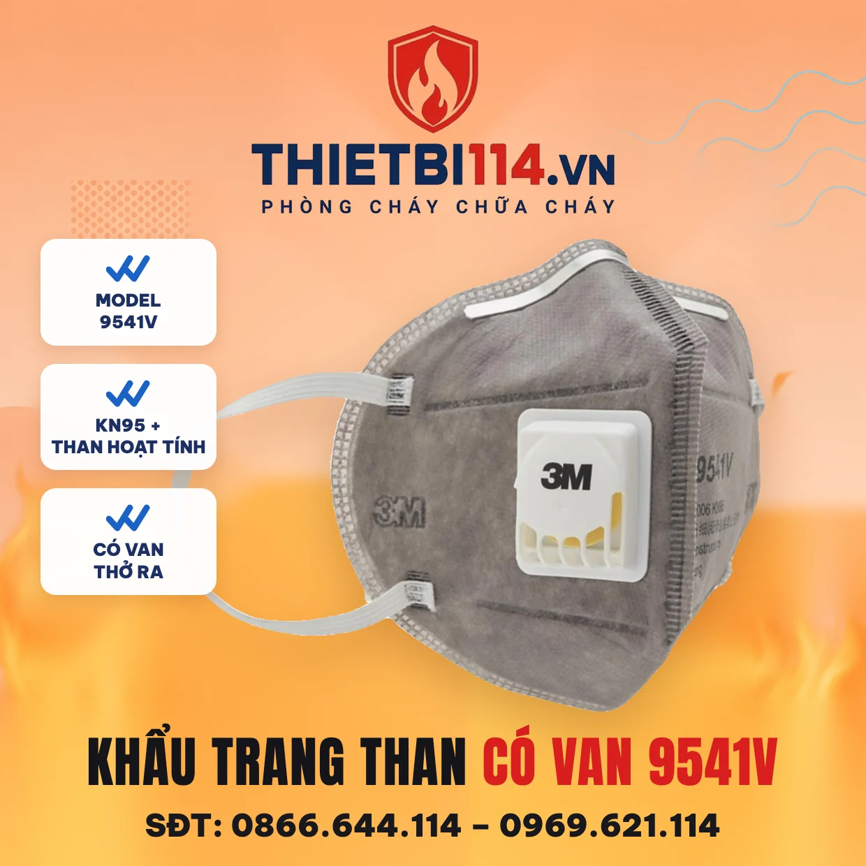 Khẩu trang than hoạt tính có van 3M 9541V Khẩu trang than hoạt tính có van 3M 9541V