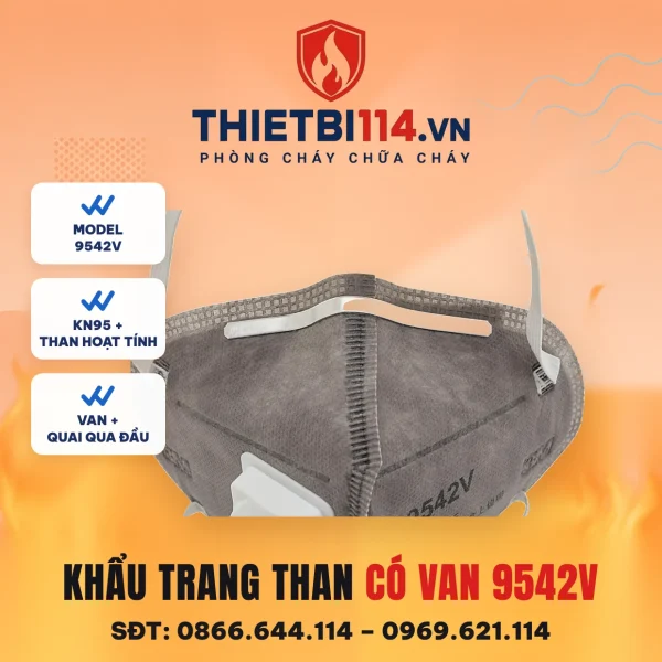 Khẩu trang than hoạt tính có van 3M 9542V