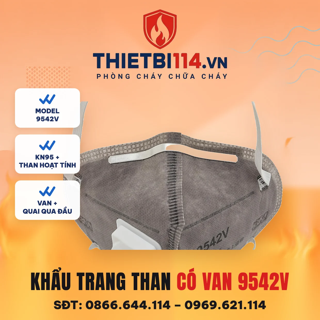 Khẩu trang than hoạt tính có van 3M 9542V Khẩu trang than hoạt tính có van 3M 9542V
