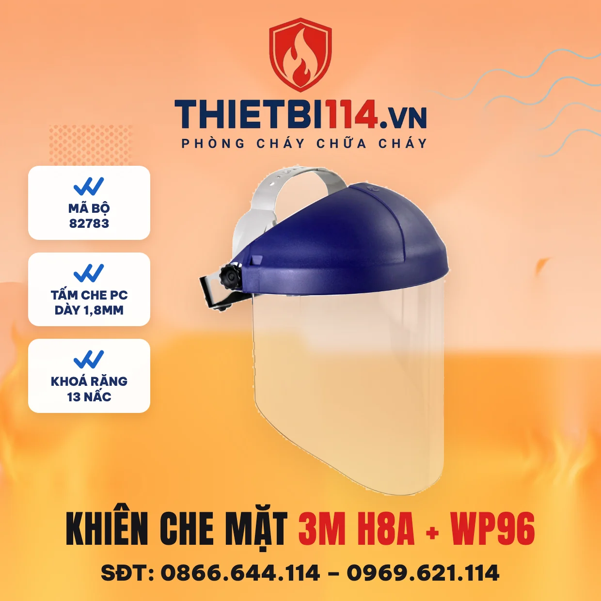 Khiên che mặt 3M H8A kèm tấm che WP96 Khiên che mặt 3M H8A kèm tấm che WP96