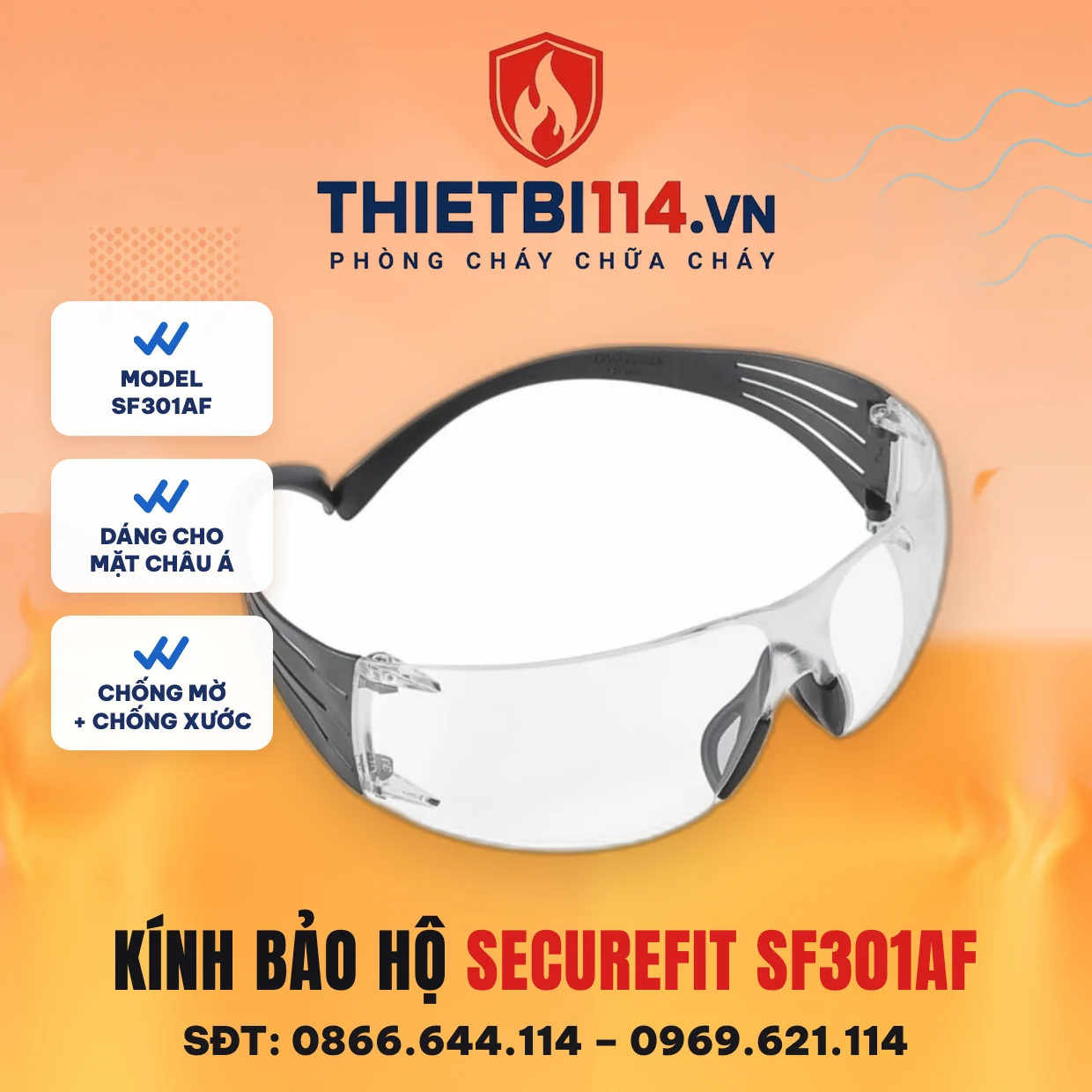 Kính bảo hộ 3M SecureFit SF301AF Kính bảo hộ 3M SecureFit SF301AF