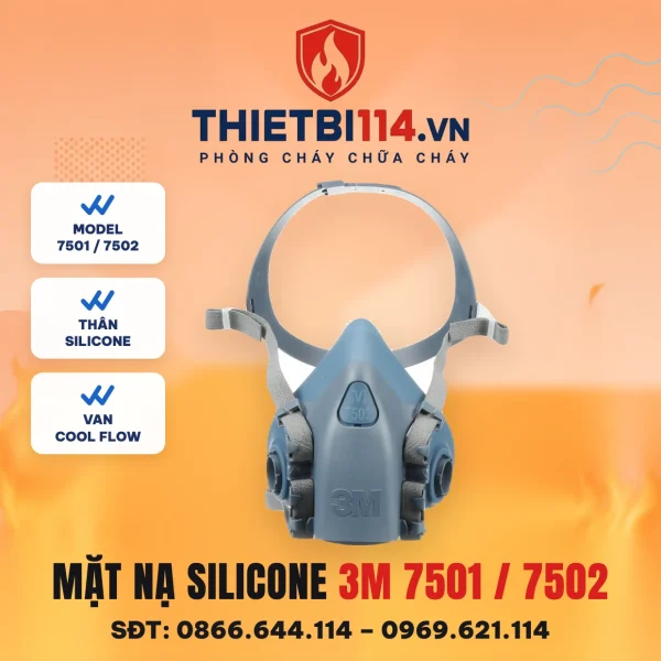 Mặt nạ phòng độc silicone 3M 7501/7502