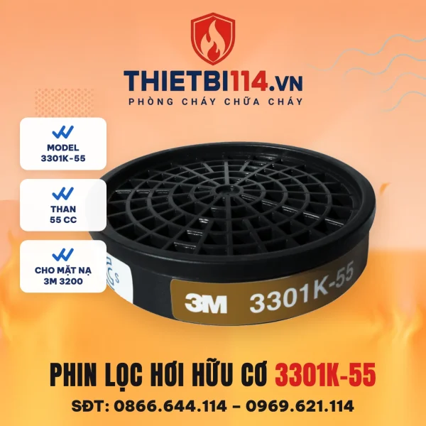Phin lọc hơi hữu cơ 3M 3301K-55 dung tích than 55cc