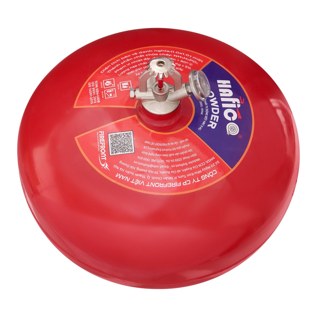 Bình cầu chữa cháy tự động Hafico HFPA6 hình cầu đỏ có đầu phun sprinkler và móc treo Bình cầu chữa cháy tự động Hafico HFPA6 hình cầu đỏ có đầu phun sprinkler và móc treo