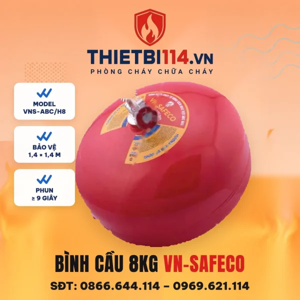 Bình cầu chữa cháy tự động ABC 8kg VN-SAFECO VNS-ABC/H8