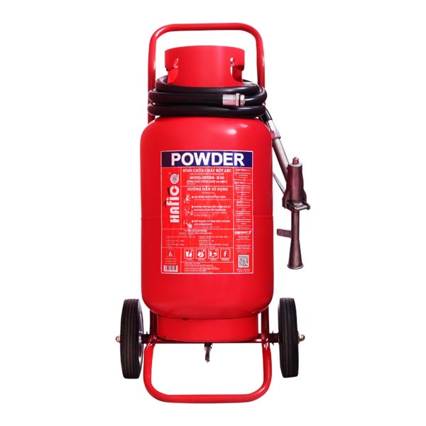 Bình chữa cháy xe đẩy bột ABC 35kg Hafico model HFP35 với khung kéo hai bánh