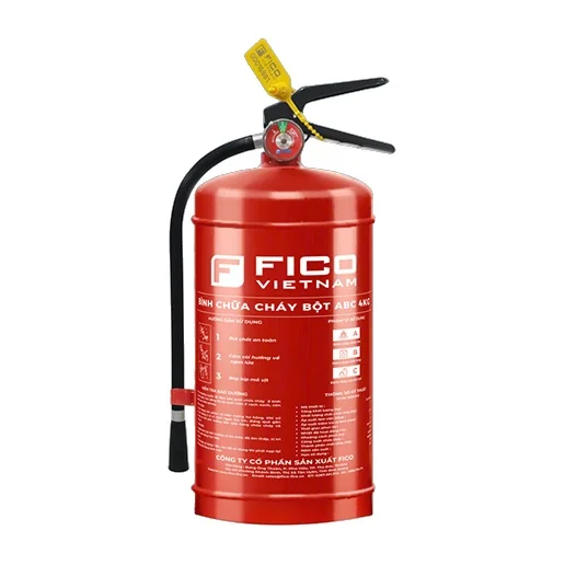 Bình chữa cháy bột ABC 4kg (FC-104-ABC) - Fico có kiểm định/lưu thông Bình chữa cháy bột ABC Fico 4kg FC-104-ABC trên nền trắng – ảnh nhà sản xuất