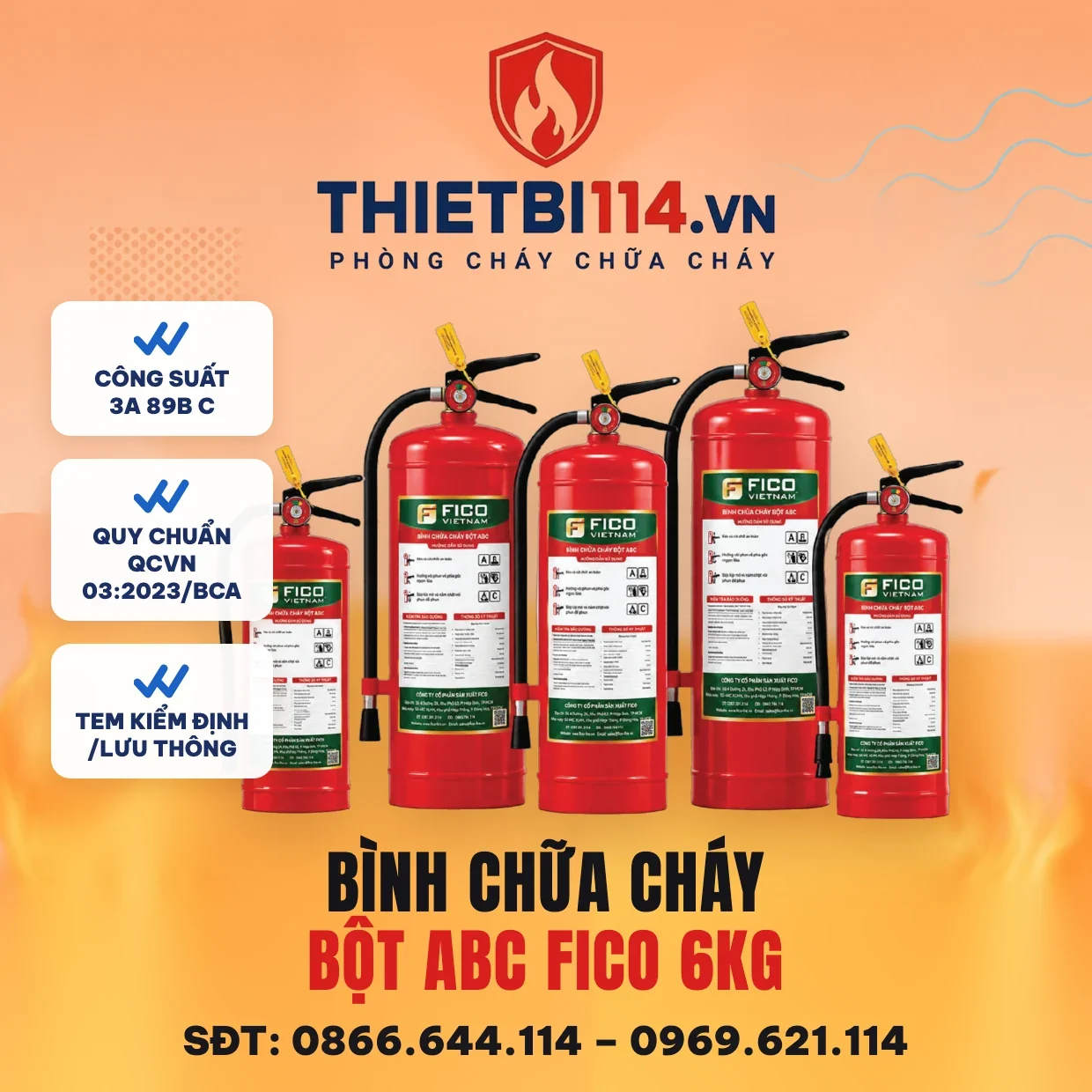 Bình chữa cháy bột ABC 6kg (FC-106-ABC) - Fico có kiểm định/lưu thông Bình chữa cháy bột ABC Fico 6kg FC-106-ABC – ảnh bìa Thietbi114