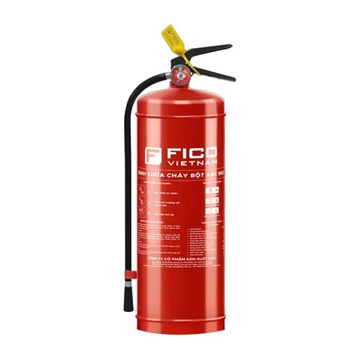 Bình chữa cháy bột ABC 8kg (FC-108-ABC) - Fico có kiểm định/lưu thông Bình chữa cháy bột ABC Fico 8kg FC-108-ABC trên nền trắng – ảnh nhà sản xuất