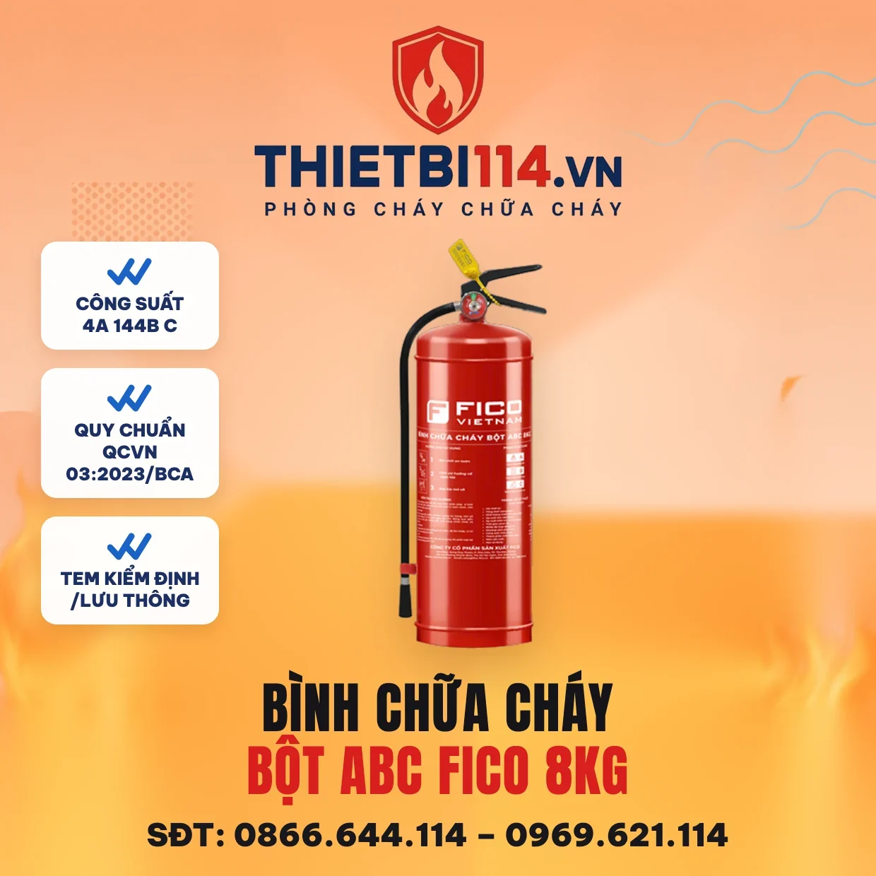Bình chữa cháy bột ABC 8kg (FC-108-ABC) - Fico có kiểm định/lưu thông Bình chữa cháy bột ABC Fico 8kg FC-108-ABC – ảnh bìa Thietbi114