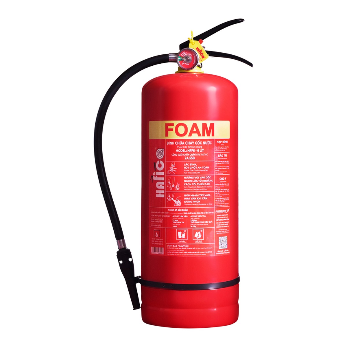 Bình chữa cháy bọt foam 6L Hafico model HFF6, vỏ đỏ nhãn FOAM Bình chữa cháy bọt foam 6L Hafico model HFF6, vỏ đỏ nhãn FOAM