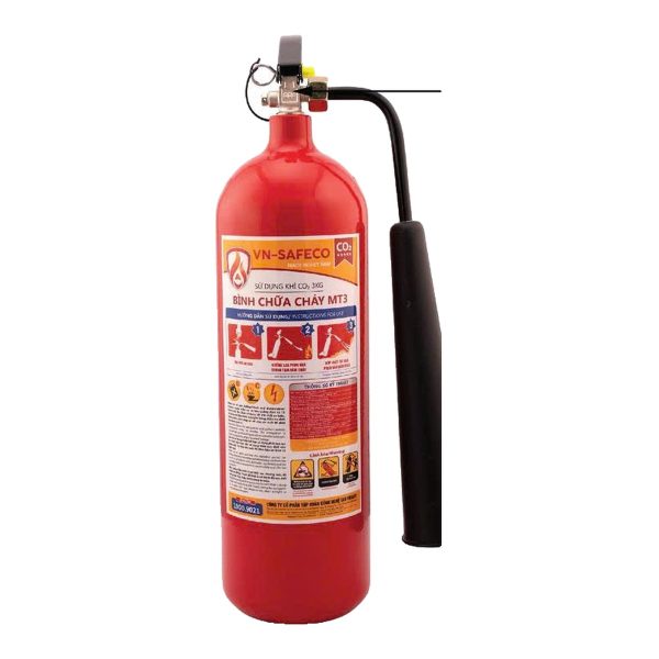 Bình chữa cháy khí CO2 3kg VN-SAFECO model VNS-CO2/M3 với loa phun nhựa đen