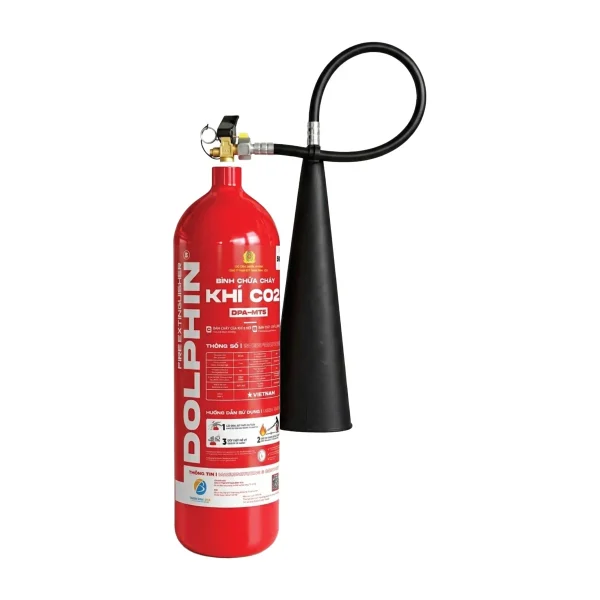Bình chữa cháy CO2 MT5 5kg Dolphin DPA-MT5 trên nền trắng – ảnh nhà sản xuất