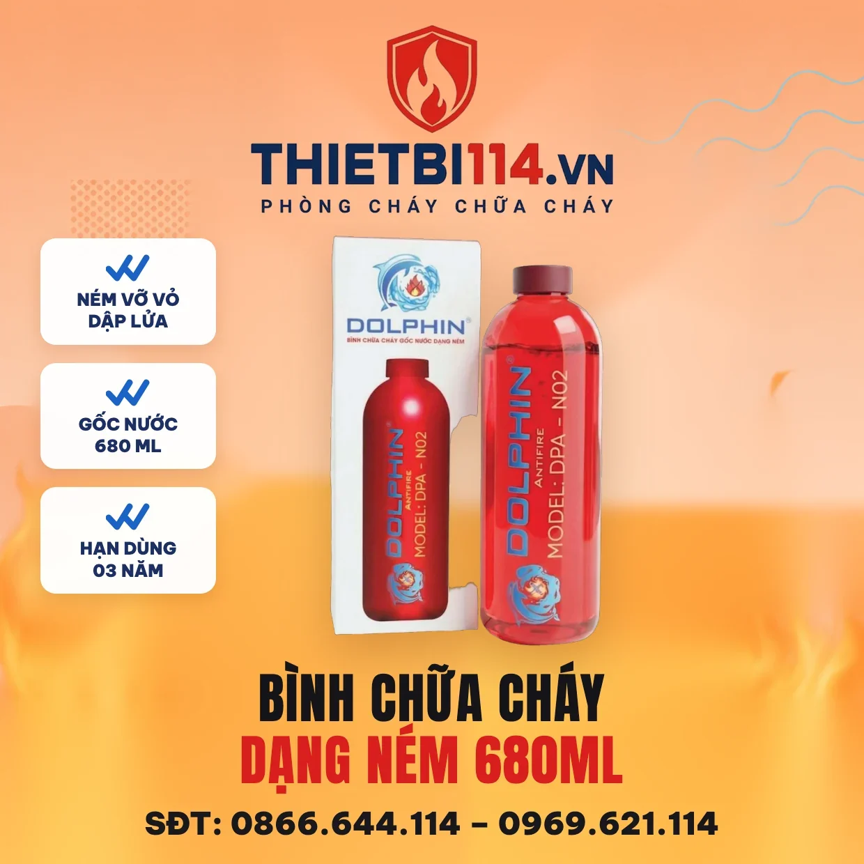 Bình chữa cháy gốc nước dạng ném (DPA-N02) - Dolphin Bình chữa cháy gốc nước dạng ném Dolphin DPA-N02 – ảnh bìa Thietbi114