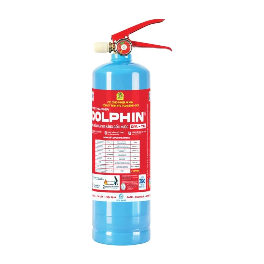 Bình chữa cháy gốc nước 1 lít (DPA-T1L) - Dolphin có kiểm định/lưu thông Bình chữa cháy gốc nước 1 lít Dolphin DPA-T1L trên nền trắng – ảnh nhà sản xuất