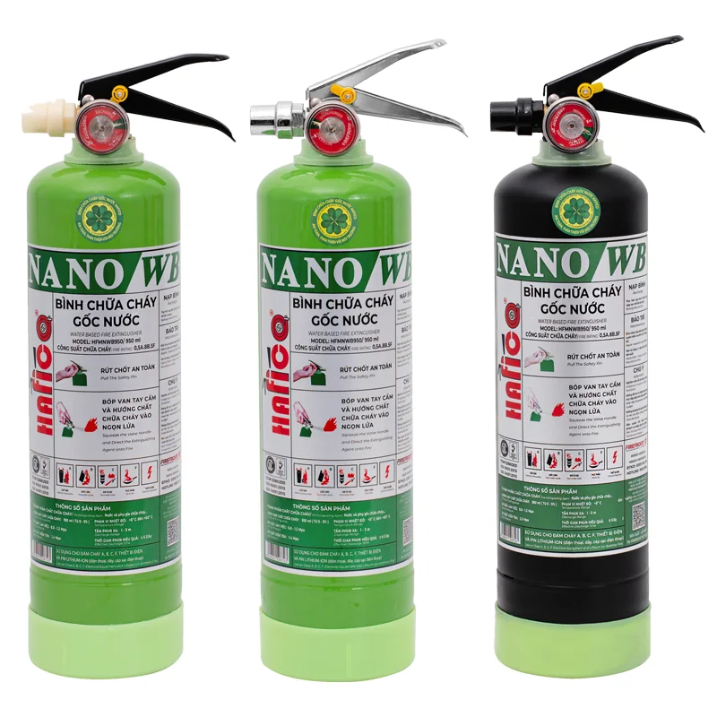 Bình chữa cháy gốc nước NANO 950ml (HFMNWB950) - Hafico có kiểm định/lưu thông Các màu vỏ bình chữa cháy mini gốc nước NANO/WB Hafico – ảnh nhà sản xuất