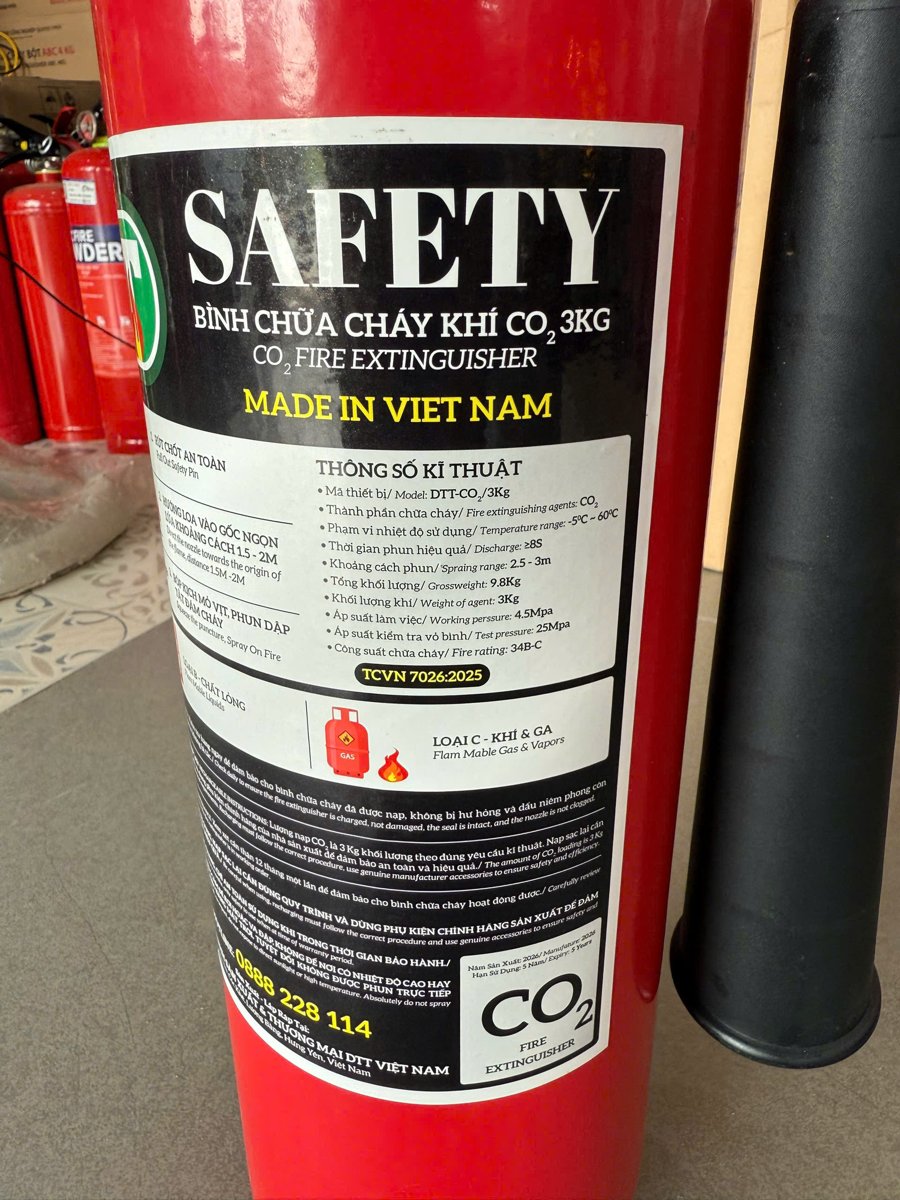 Nhãn thông số bình chữa cháy Safety khí CO2 3kg (MT3) Nhãn thông số bình chữa cháy Safety khí CO2 3kg (MT3)