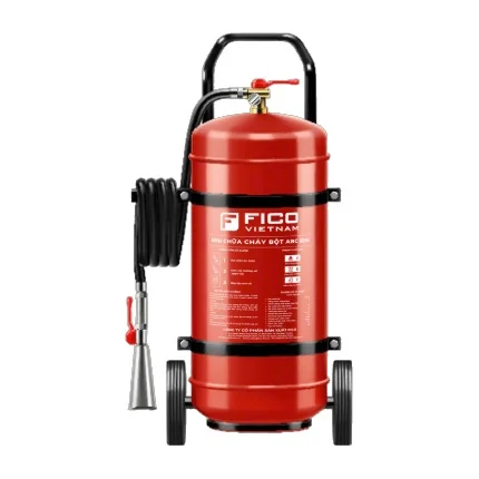 Bình chữa cháy xe đẩy bột ABC 35kg (FC-135-ABC) - Fico có kiểm định/lưu thông Bình chữa cháy xe đẩy bột ABC Fico 35kg FC-135-ABC trên nền trắng – ảnh nhà sản xuất