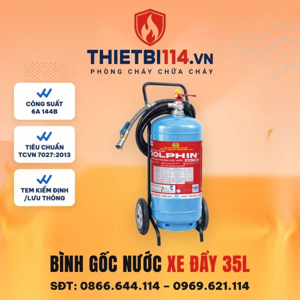 Bình chữa cháy xe đẩy gốc nước 35 lít Dolphin DPA-T35L – ảnh bìa Thietbi114