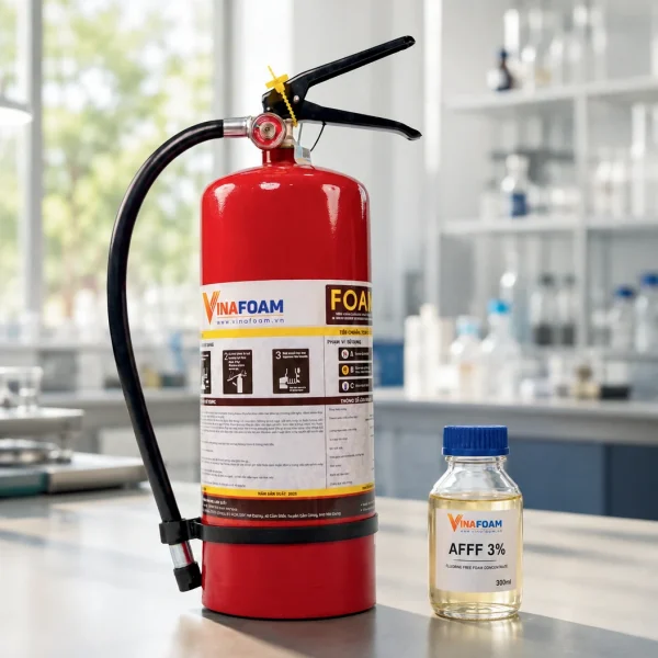 Bình chữa cháy foam Vinafoam và chai chất tạo bọt AFFF 3% – ảnh catalogue hãng