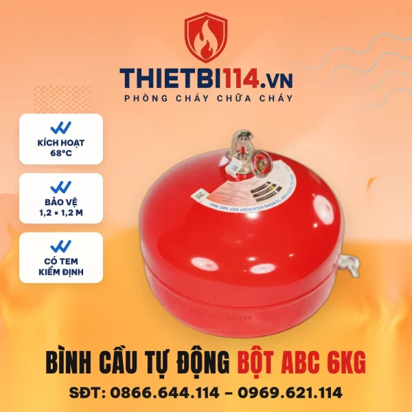 Bình cầu chữa cháy tự động bột ABC 6KG – ảnh sản phẩm Vinafoam