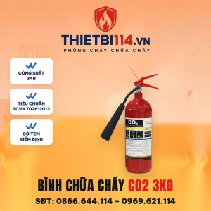 Bình chữa cháy khí CO2 MT3 3kg – ảnh sản phẩm Vinafoam