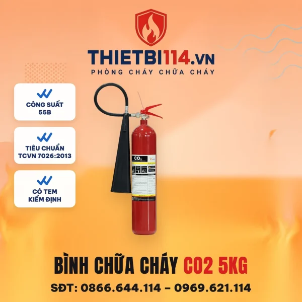Bình chữa cháy khí CO2 MT5 5kg – ảnh sản phẩm Vinafoam