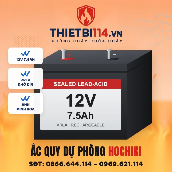 Ắc quy dự phòng Ắc quy 12V 7,5Ah Hochiki