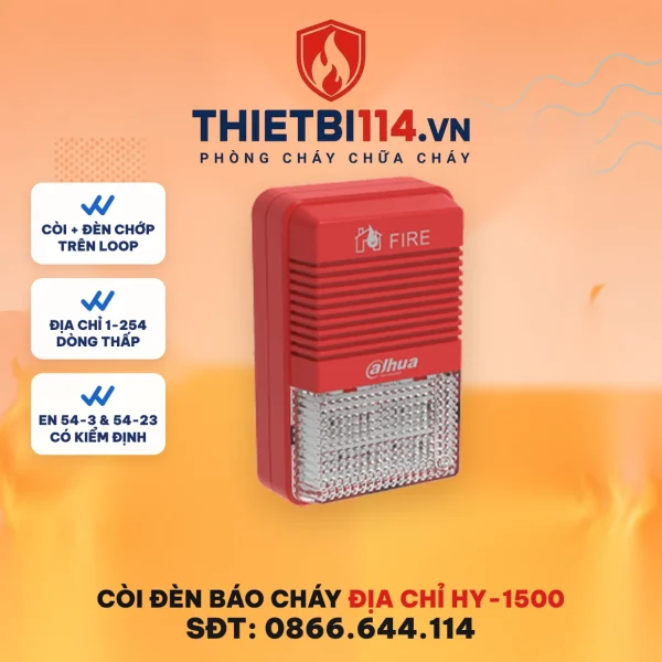 Còi đèn báo cháy địa chỉ DHI-HY-1500 - Dahua có kiểm định/lưu thông - Thietbi114