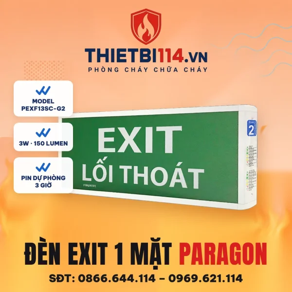 Đèn exit 1 mặt Paragon PEXF13SC-G2