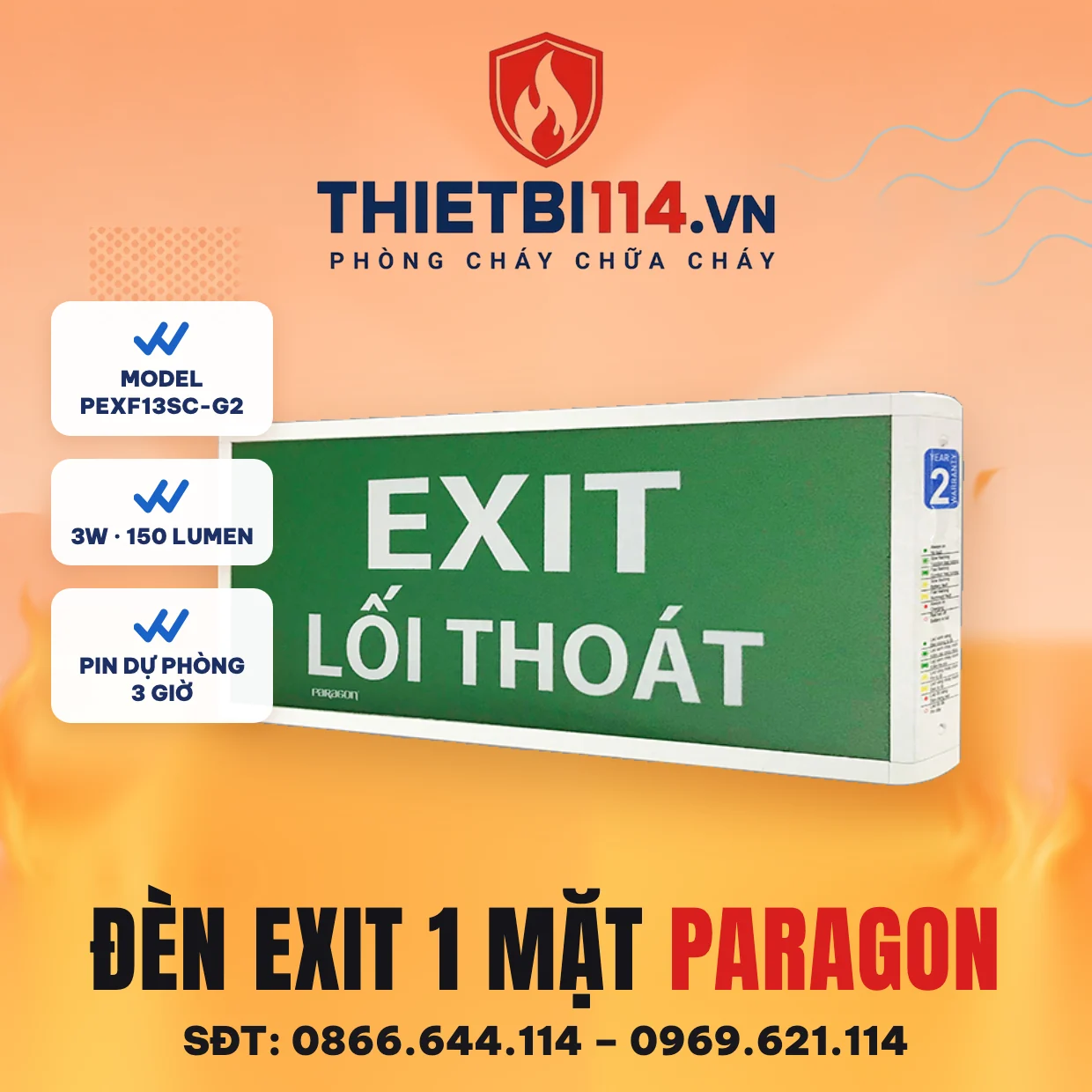 cover-den-exit-1-mat-khong-huong-paragon-pexf13sc-g2-v2 Đèn exit 1 mặt Paragon PEXF13SC-G2